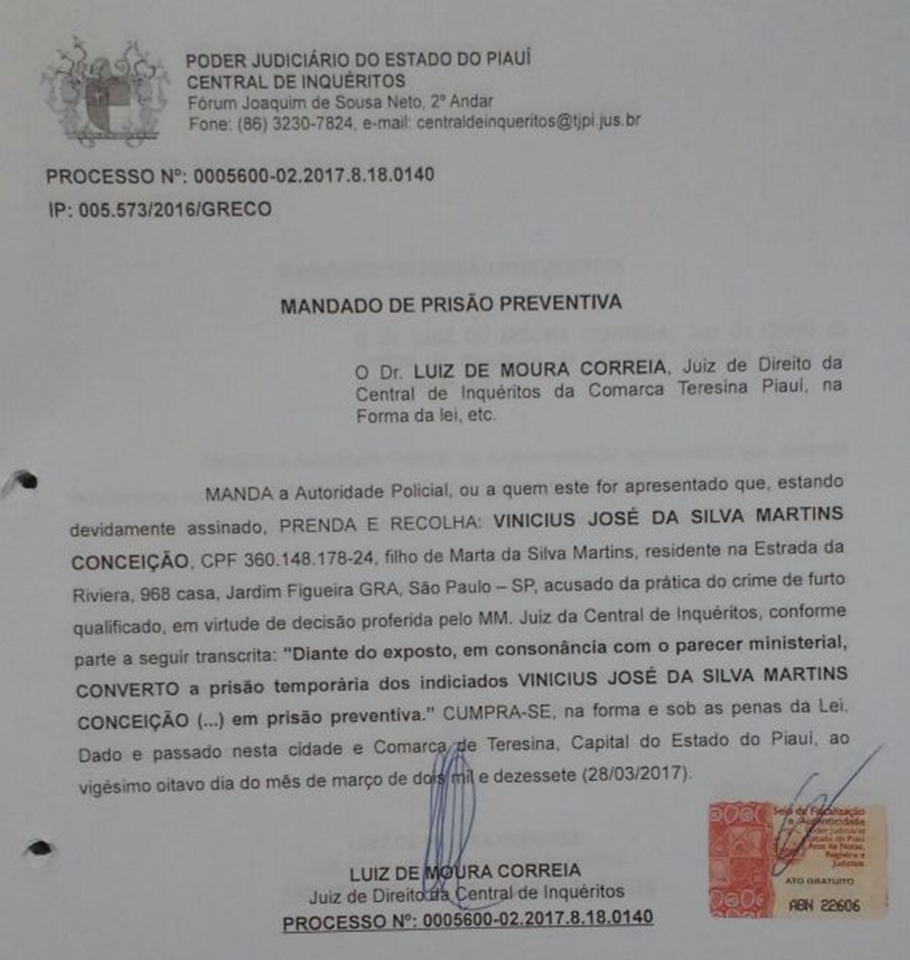 Mandado de prisão preventiva