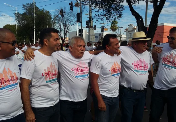 Delegado Menandro Pedro, secretário de segurança Fábio Abreu e o comandante da PM Carlos Augusto.