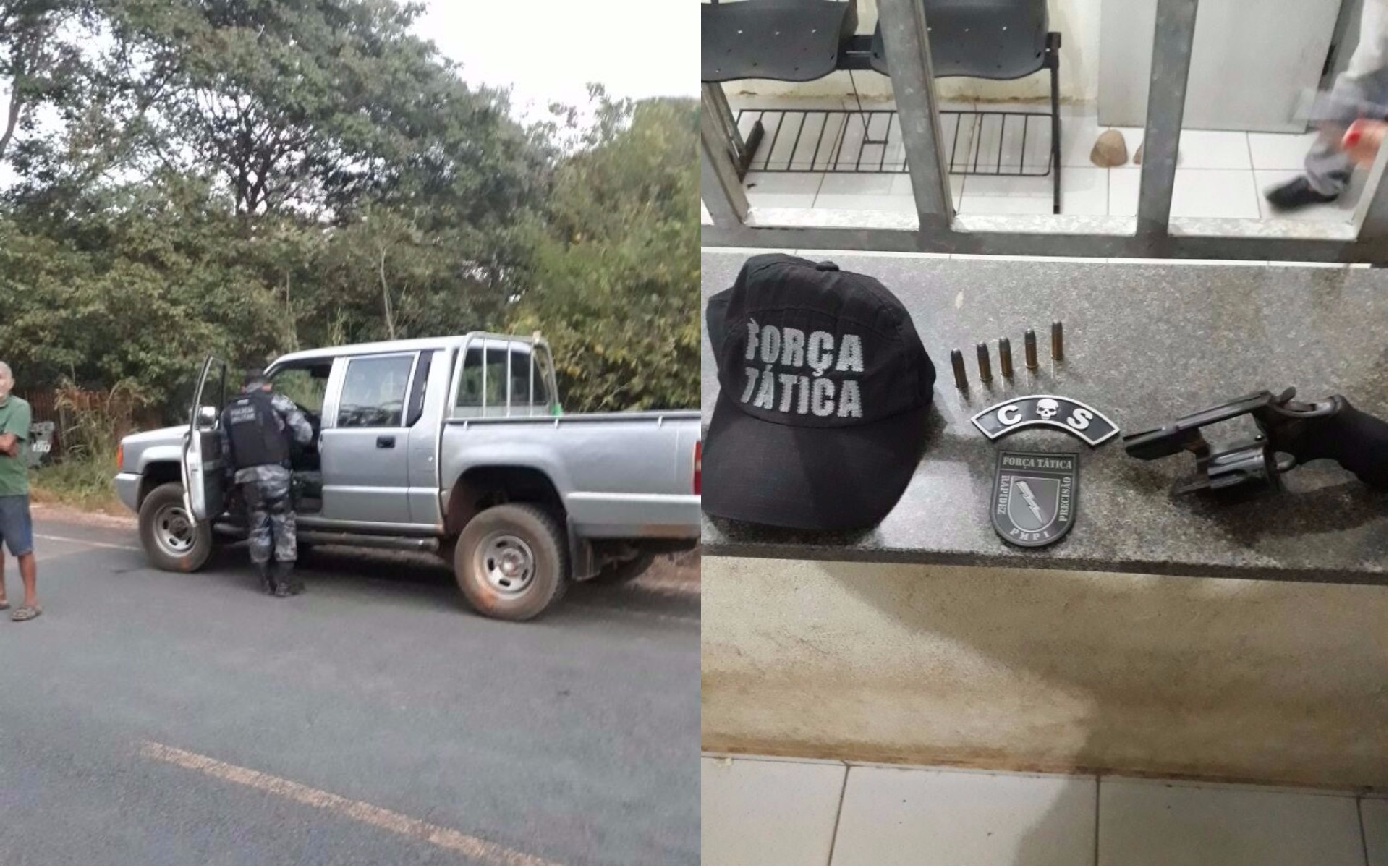 Homem estava em uma caminhonete quando foi abordado pela polícia. Um revólver calibre 38 foi encontrado.