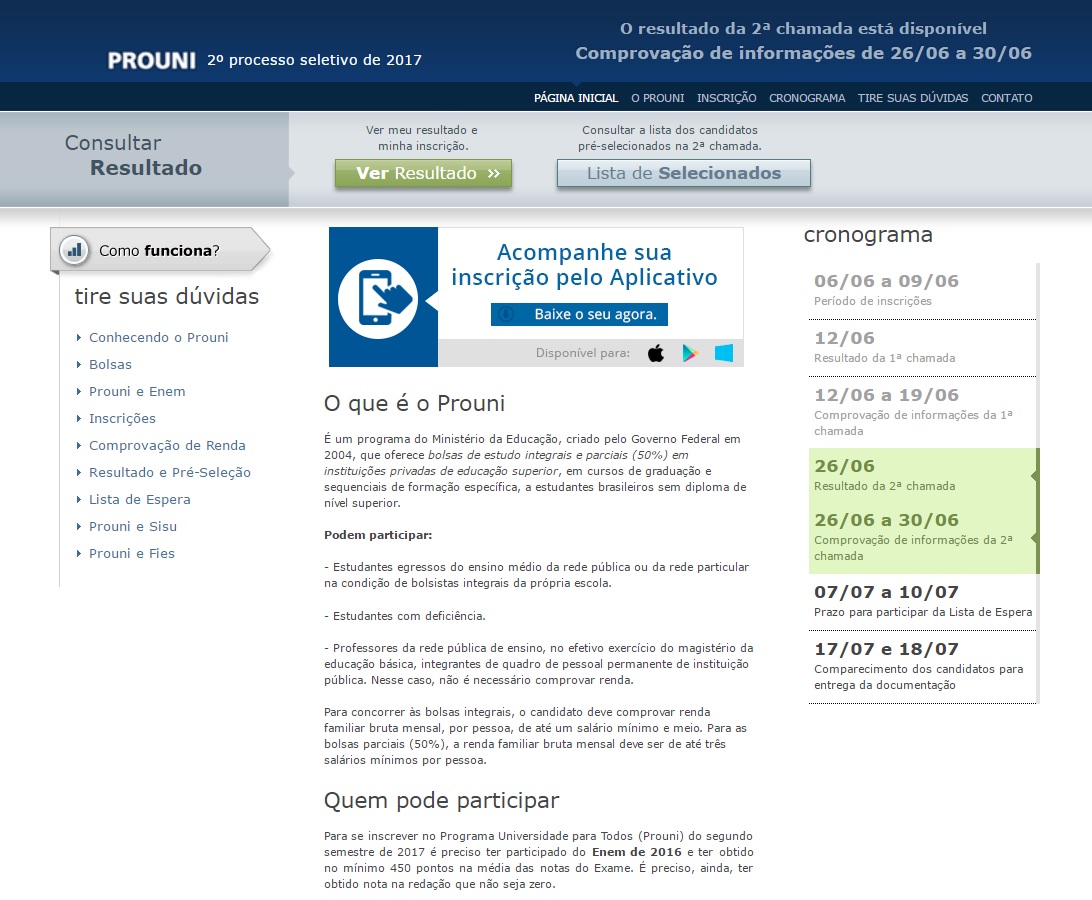MEC divulga segunda chamada do Prouni