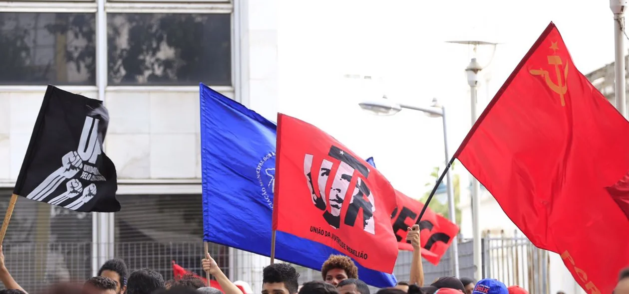 Manifestantes levaram bandeiras