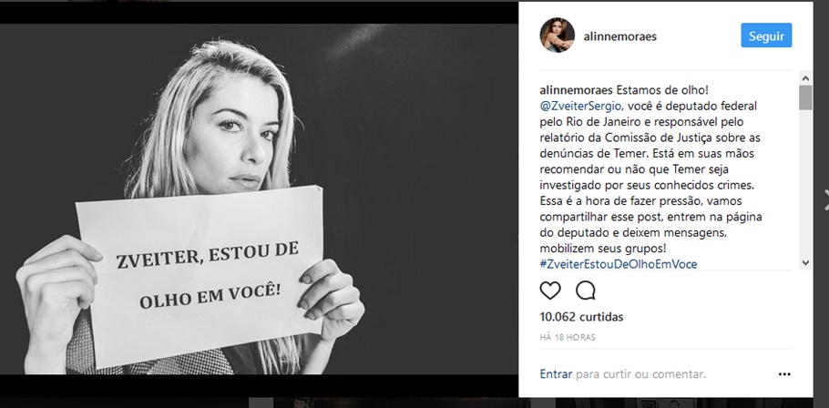A atriz também participou da campanha