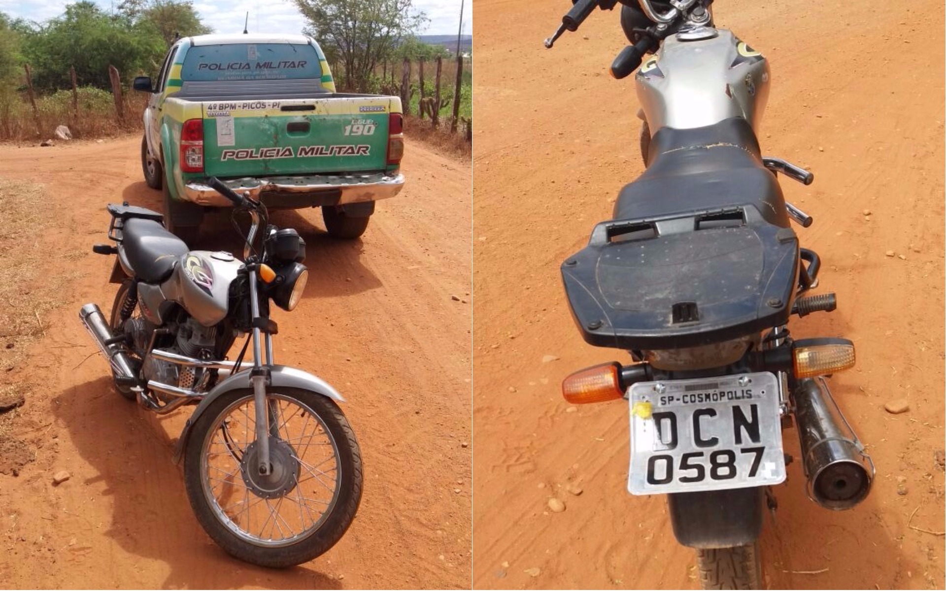 Motocicleta recuperada pelo 4º BPM, em Picos.