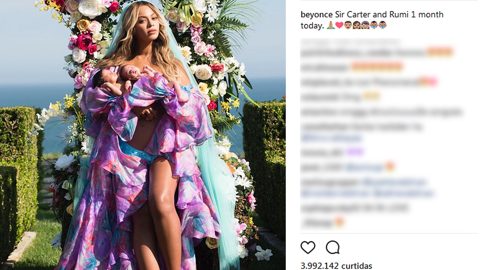 Beyoncé publica foto com seus filhos gêmeos