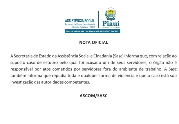 Nota oficial da SASC