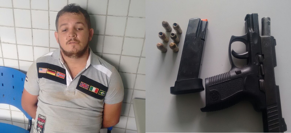 Tiago da Silva Santos foi preso com pistola .40 e seis munições