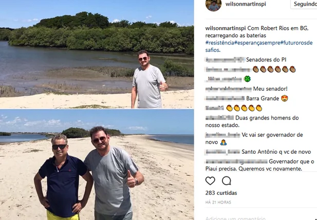 Postagem feita por Wilson Martins em seu instagram