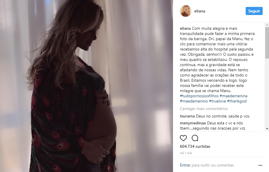 Eliana comemora alta de hospital