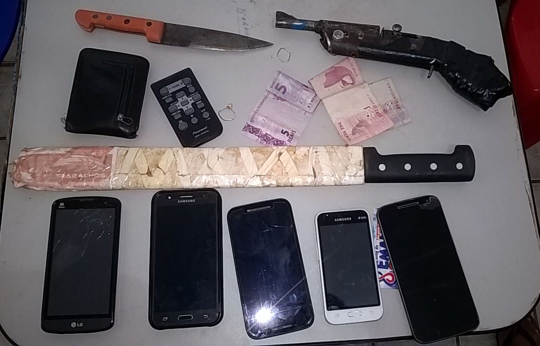Objetos recuperados pela polícia