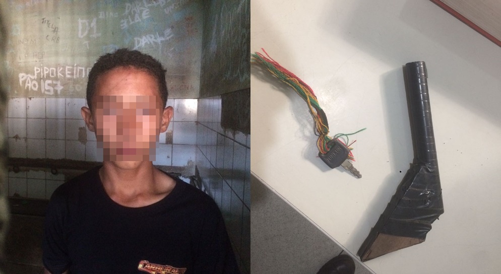 Adolescente de 15 anos foi preso com simulacro de arma de fogo