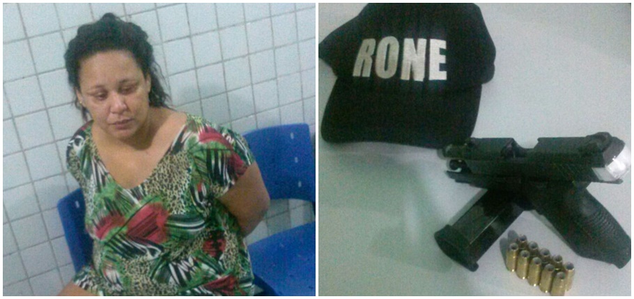 Mulher presa com arma de fogo da polícia