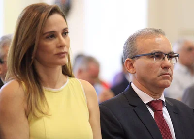 Prefeito Firmino filho e sua esposa, Lucy Silveira
