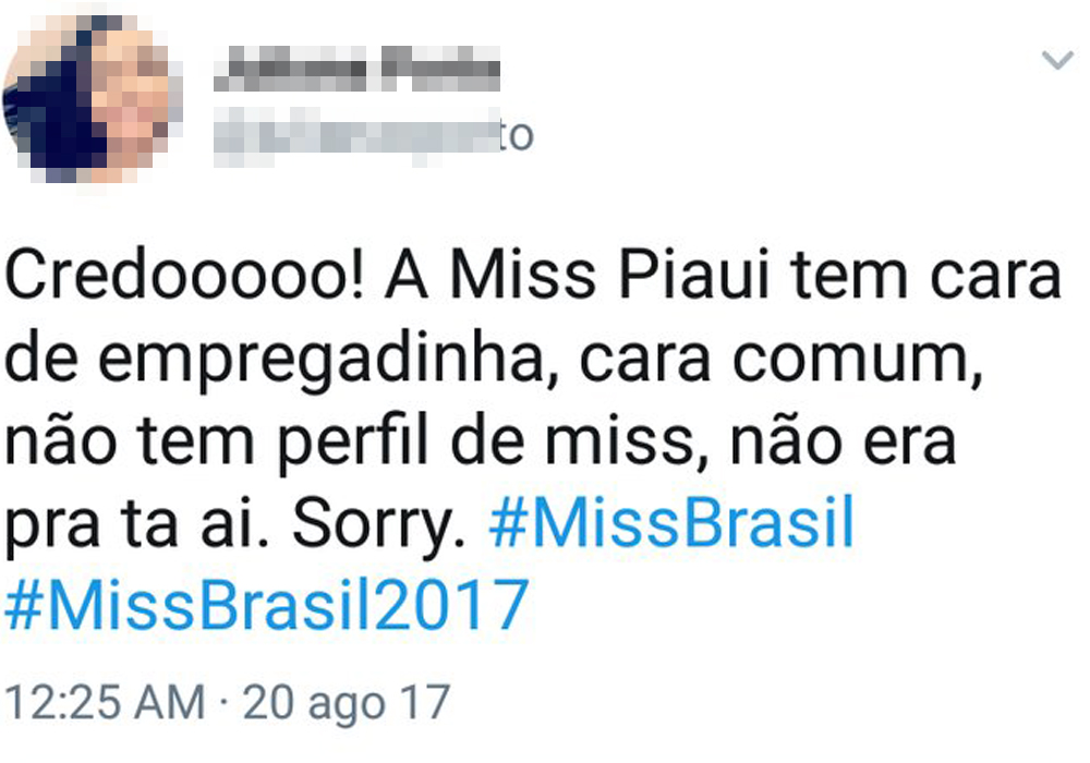 Miss é alvo de racismo