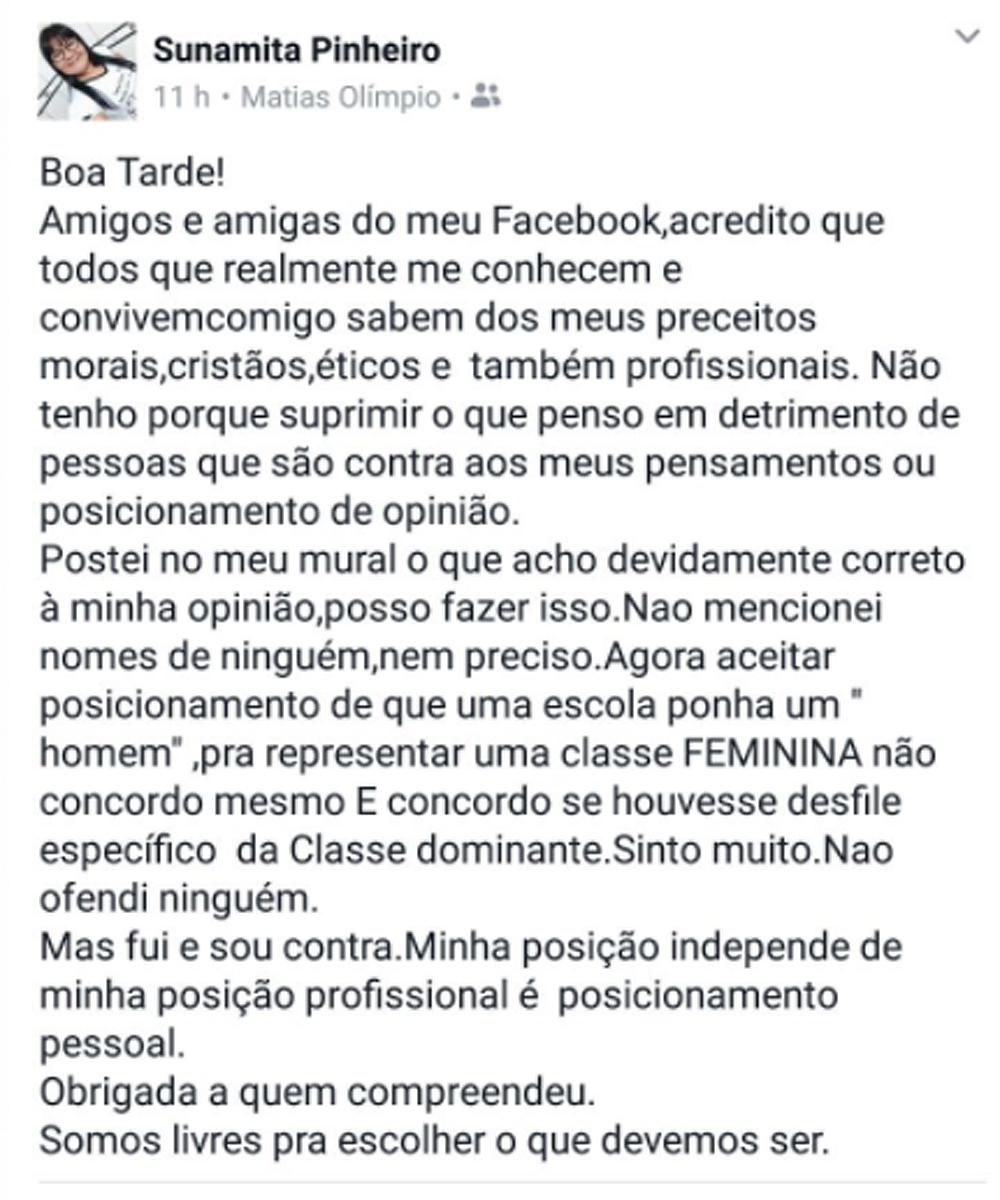 Sunamita nega preconceito