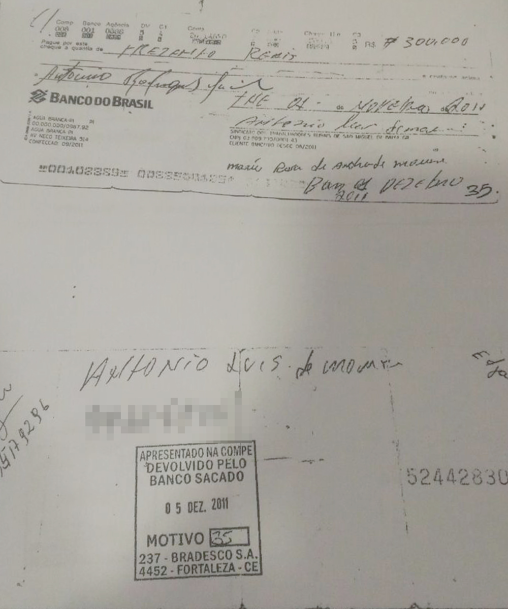 Cheques emitido que foi devolvido