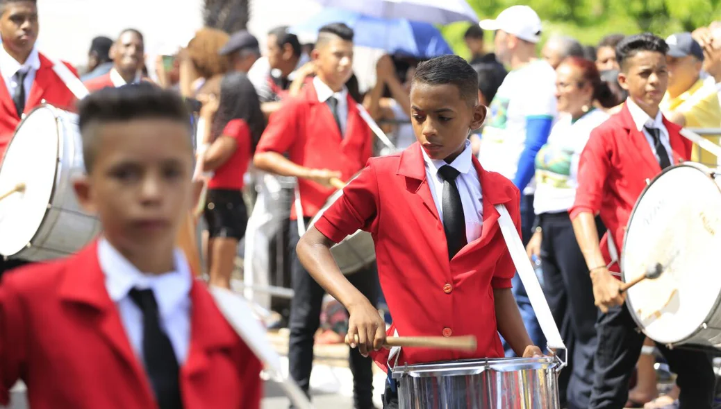 Banda feita por crianças e jovens participaram do desfile do 07 de setembro