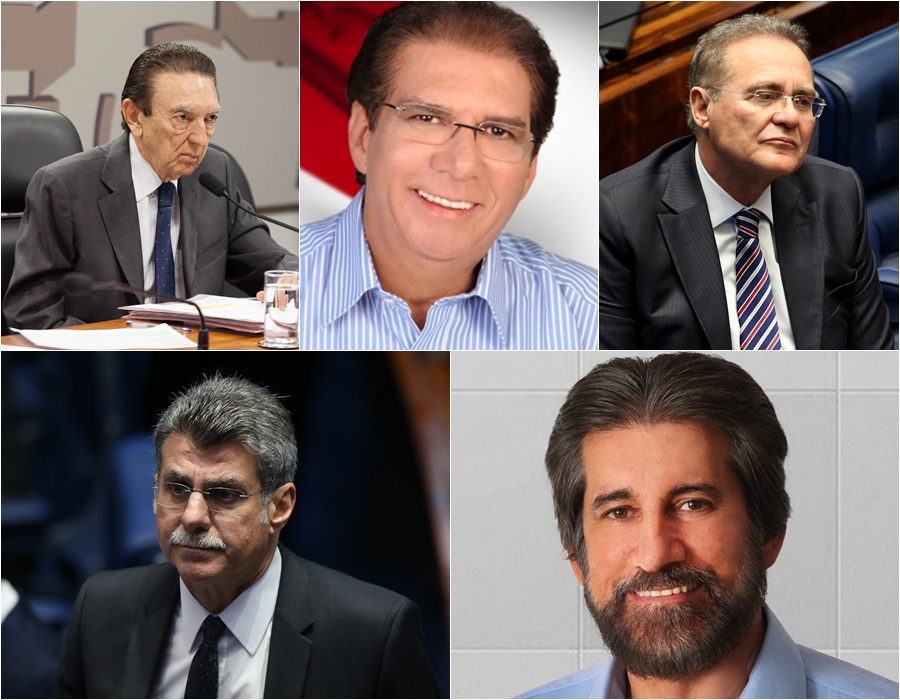 Edison Lobão (MA), Jader Barbalho (PA), Renan Calheiros (AL), Romero Jucá (RR) e Valdir Raupp (RO)