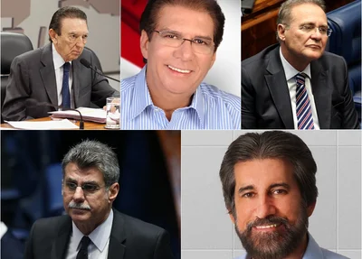 Edison Lobão (MA), Jader Barbalho (PA), Renan Calheiros (AL), Romero Jucá (RR) e Valdir Raupp (RO)