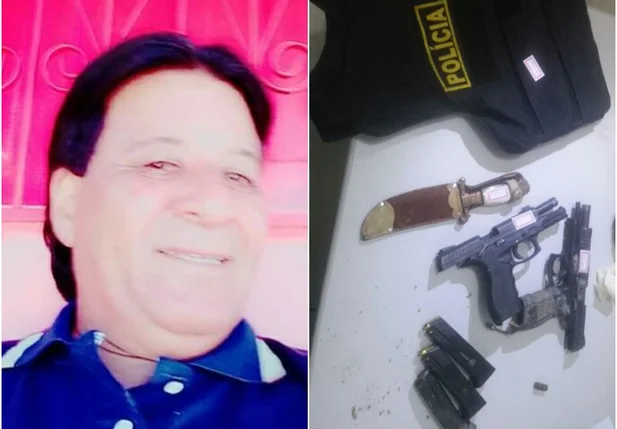 O cigano Casé e as armas apreendidas