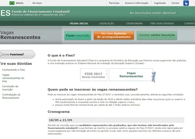 Página do Fies