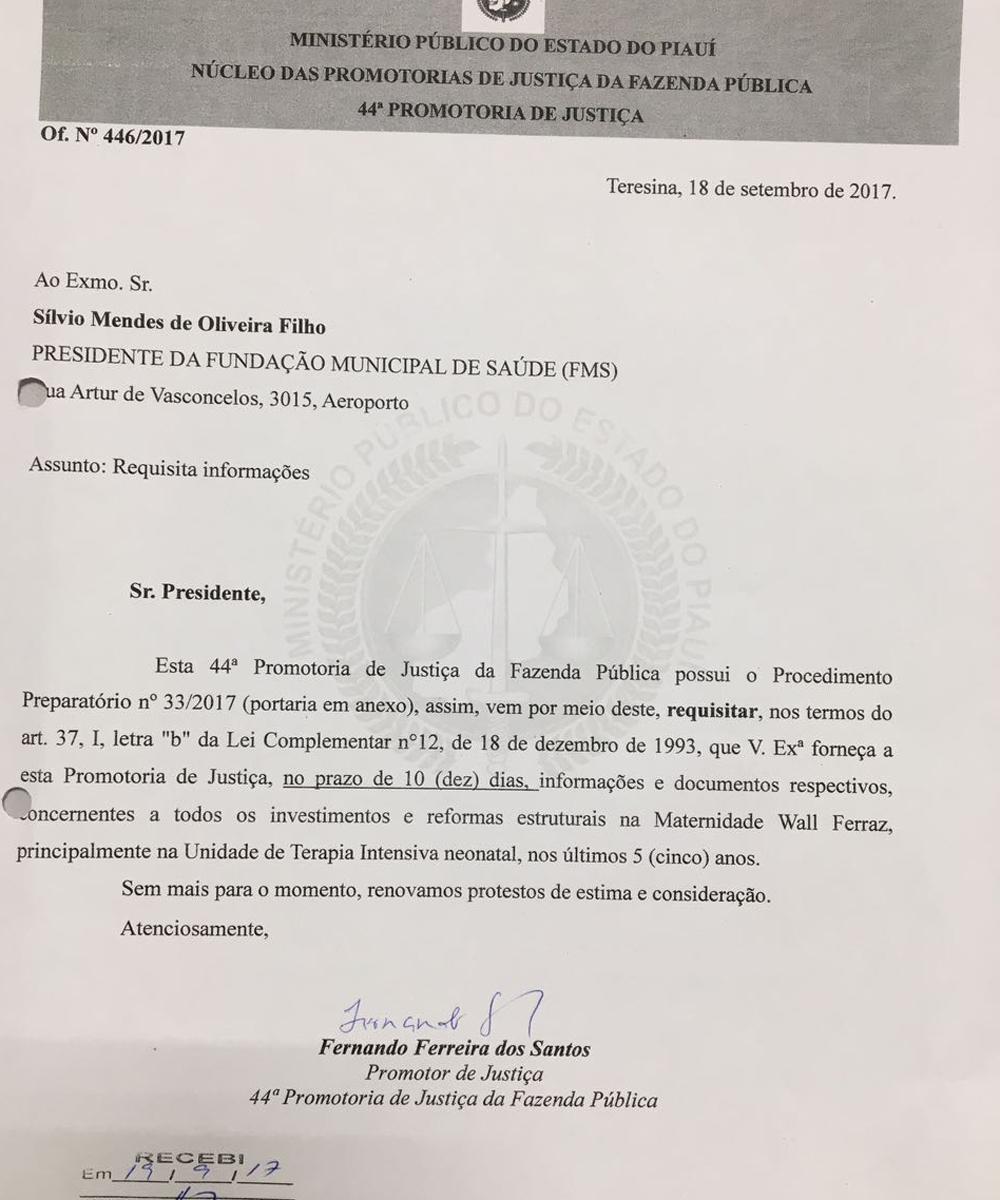 Pedido de requisição de informações