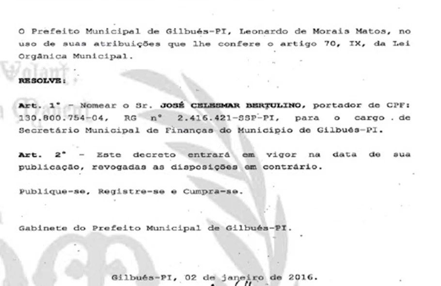 Nomeação José Celesmar