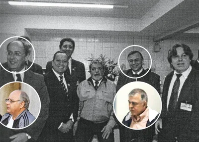 Fotografia de Lula com Renato Duque (à esquerda, na imagem) e e Paulo Roberto Costa (à direita)