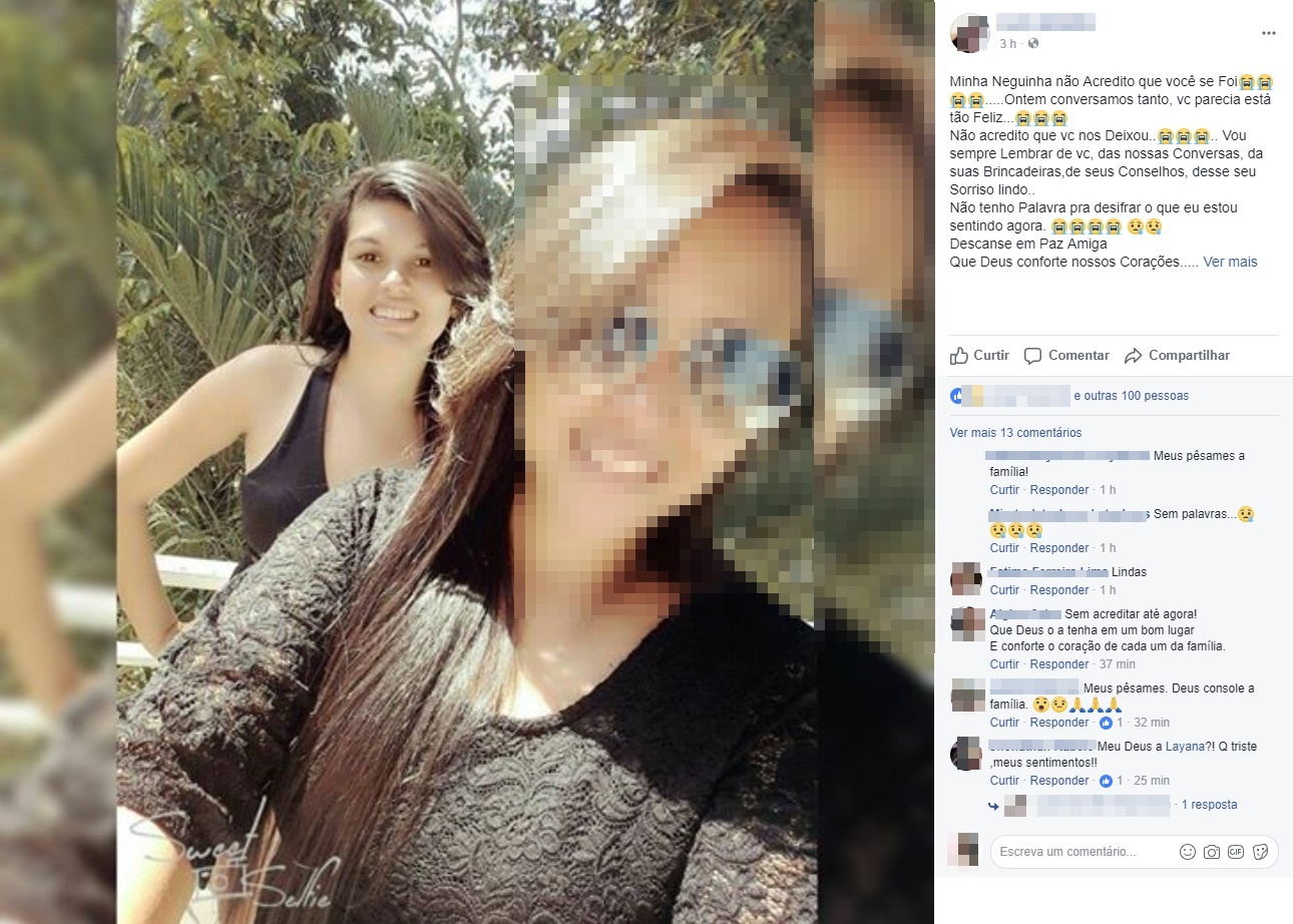 Amiga se despede de Layana Leite