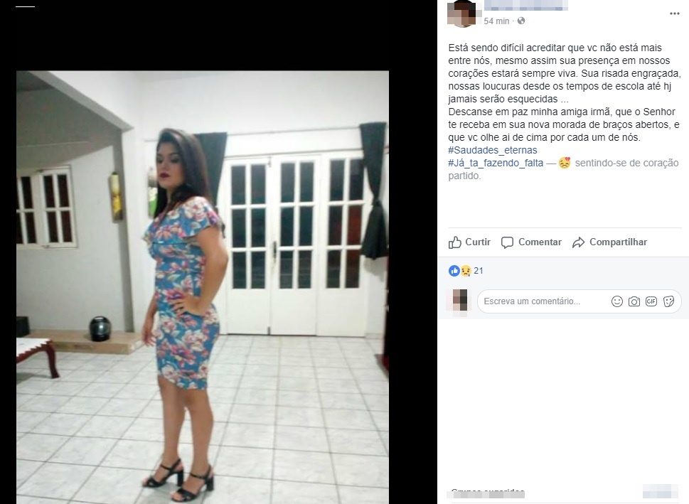 Amigos lamentaram a morte da jovem fisioterapeuta Layane Leite