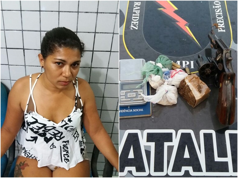 Jéssica e os materiais apreendidos