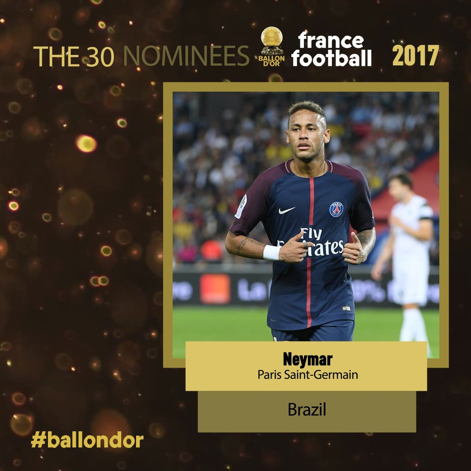 Neymar está entre os finalistas da Bola de Ouro