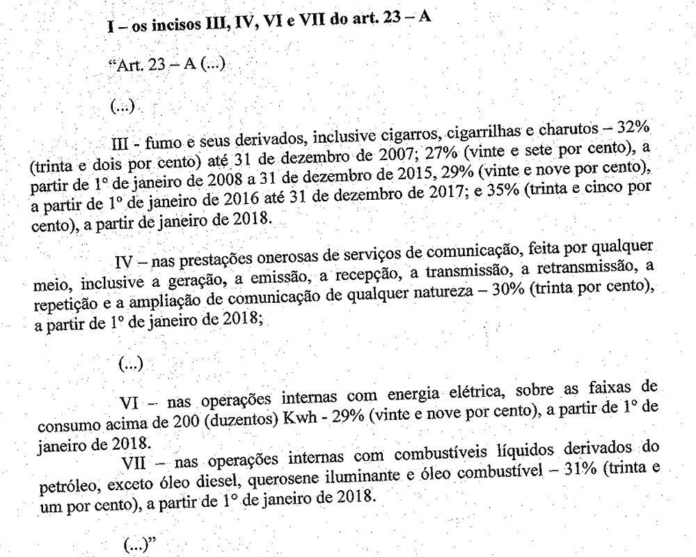 Trecho sobre aumento de impostos