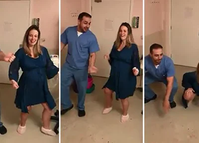 Médico dança com paciente antes de parto no Espírito Santo