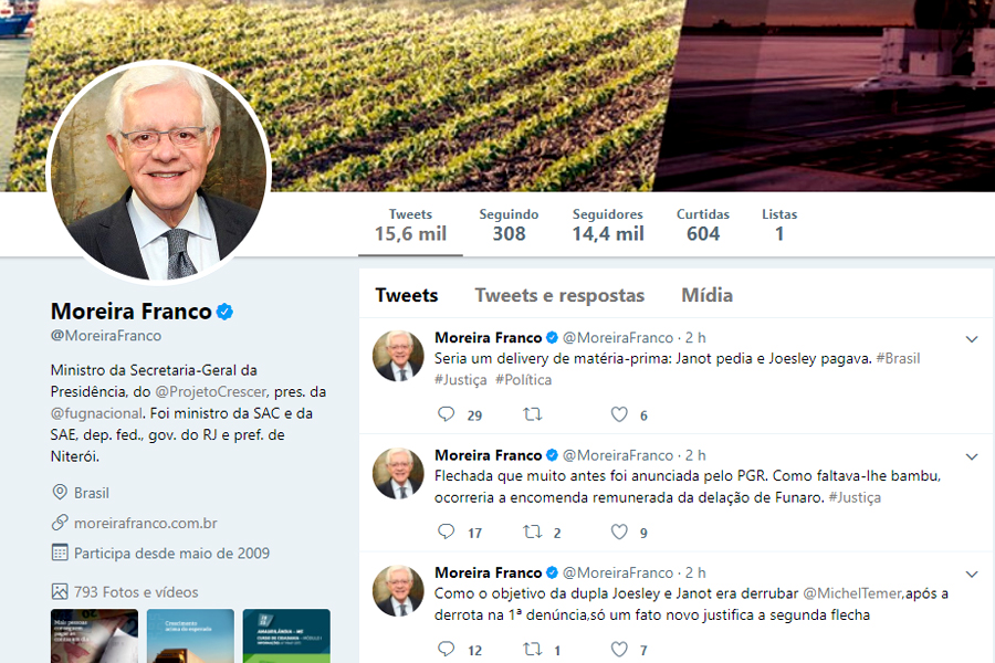 Moreira Franco no twitter