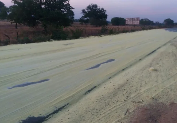 BR 135 foi interditada por conta do derramamento de enxofre