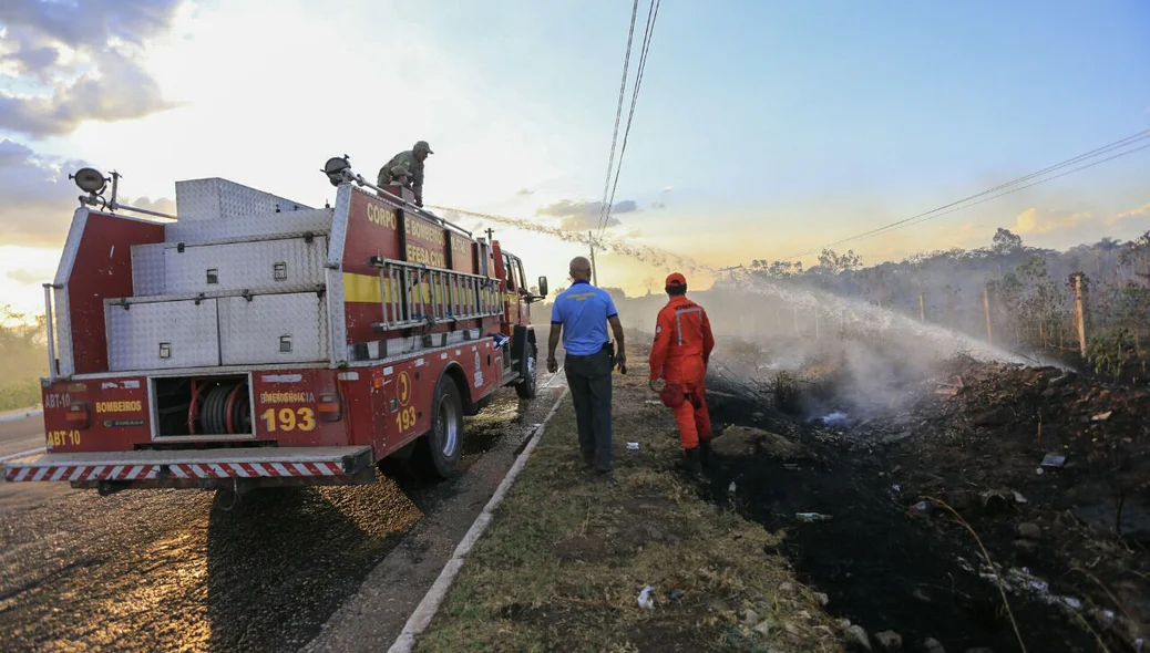 Bombeiros atuam contra as chamas
