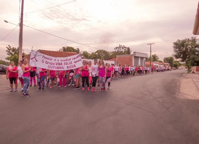 Dezenas de mulheres participaram da caminhada