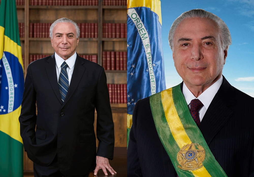 Foto oficial de Temer e foto que virou meme