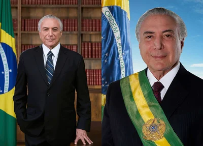 Foto oficial de Temer e foto que virou meme