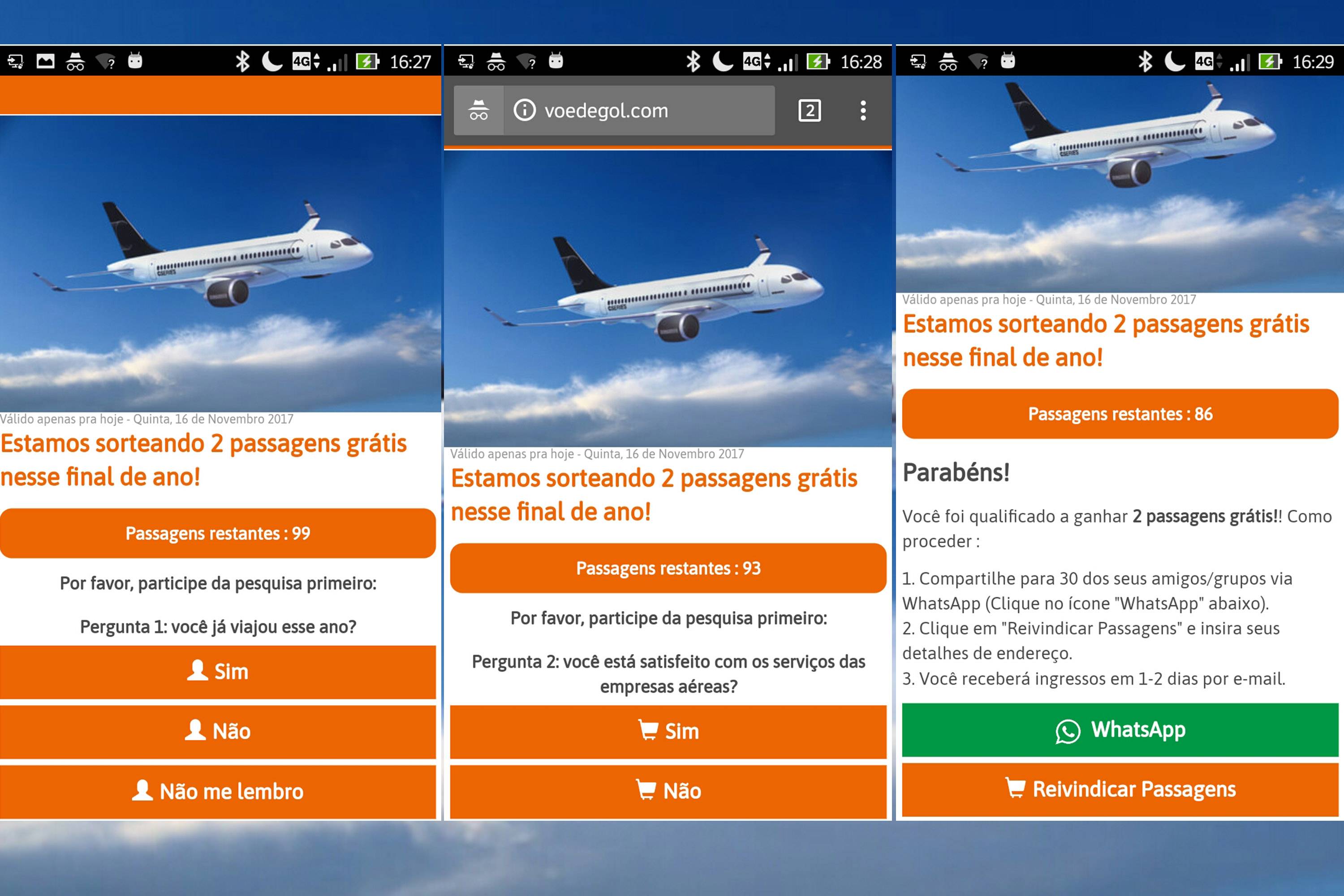 Golpe no WhatsApp promete passagens aéreas grátis