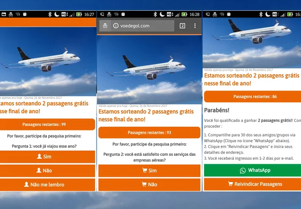 Golpe no WhatsApp promete passagens aéreas grátis