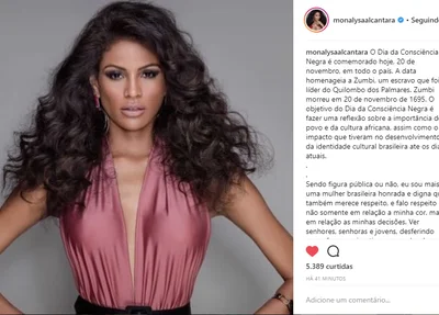 Miss Brasil se manifesta sobre o Dia nacional da Consciência Negra 