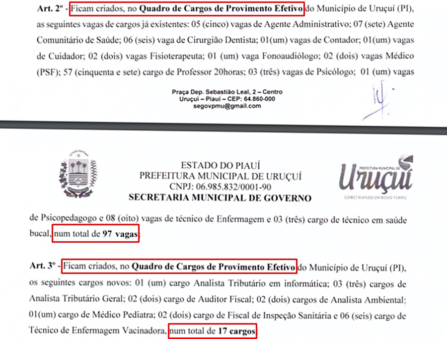 Criação de novos cargos