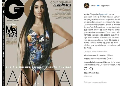 Anitta, mulher do ano segundo a GQ