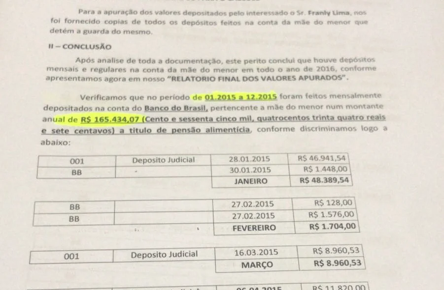Recibo disponibilizado por Franly