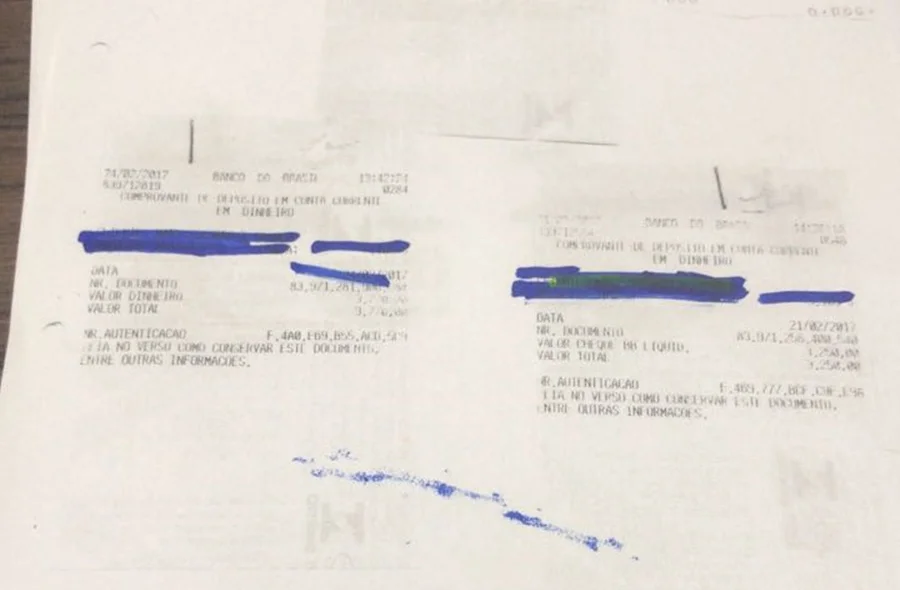 Recibo divulgado pelo empresário Franly Lima