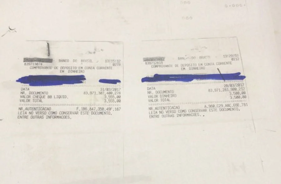 Recibo divulgado pelo empresário