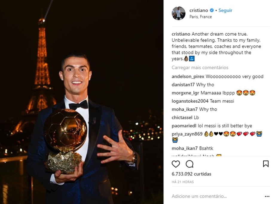 Bola de Ouro, The Best, melhor jogador: todos os prêmios individuais de  Cristiano Ronaldo