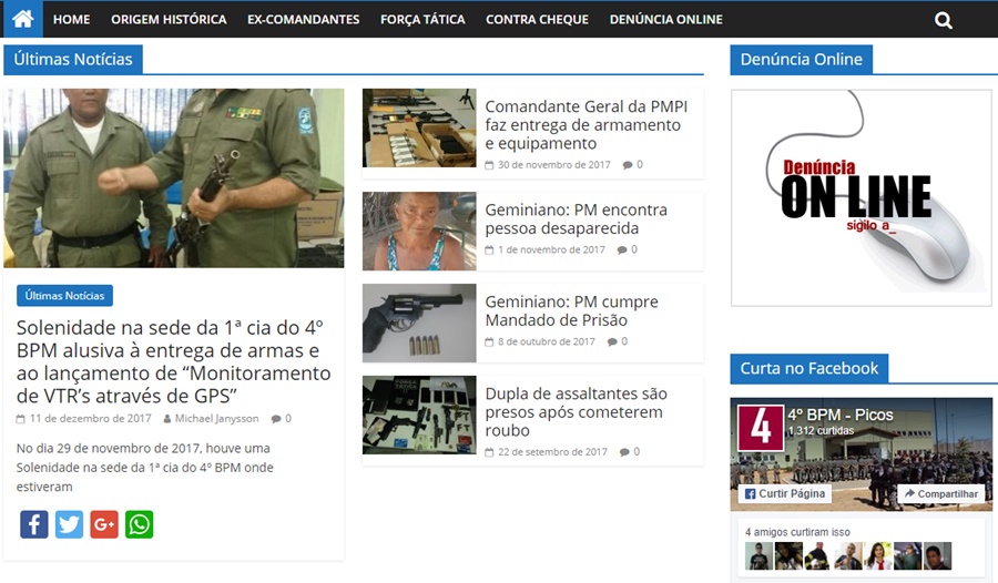Site do 4º Batalhão da Polícia Militar