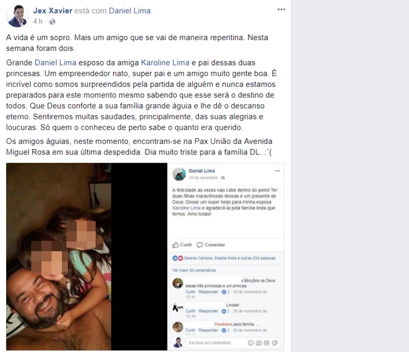 Amigo lamenta morte do empresário Daniel Lima